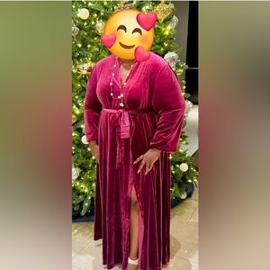 Xpluswear Velvet Magenta Maxi Dress